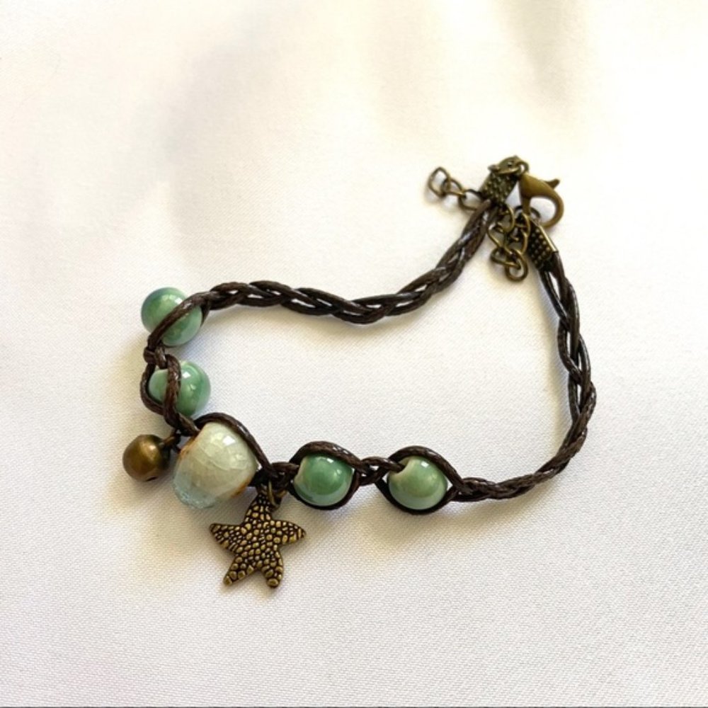 Boho Ceramic Leather Bracelet - Picture 3 of 7